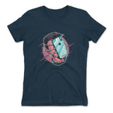 Phone Face Hugger Womens T-Shirt in Midnight Navy color
