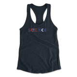 Science Lettering Womens Racerback Tank in Midnight Navy color