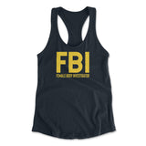 FBI - Female Body Investigator Womens Racerback Tank in Midnight Navy color