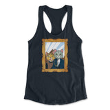 American Gothic Cats Womens Racerback Tank in Midnight Navy color