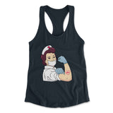 Strong Nurse Womens Racerback Tank in Midnight Navy color