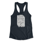 Debt Atlas Womens Racerback Tank in Midnight Navy color