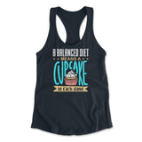 A Balanced Diet Means, A Cake In Each Hand Womens Racerback Tank in Midnight Navy color