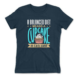 A Balanced Diet Means, A Cake In Each Hand Womens T-Shirt in Midnight Navy color