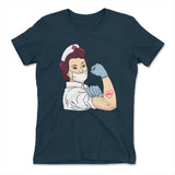 Strong Nurse Womens T-Shirt in Midnight Navy color