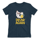 Drunk Again Womens T-Shirt in Midnight Navy color