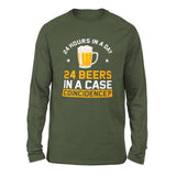 24 Hours In A Day, 24 Beers In A Case. Coincidence Men/Unisex Drop Shoulder Sweatshirt in Military Green color