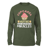 Cupcakes Are Muffins That Believed In Miracles Men/Unisex Drop Shoulder Sweatshirt in Military Green color