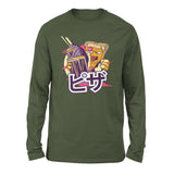 Pizza Kong Men/Unisex Drop Shoulder Sweatshirt in Military Green color