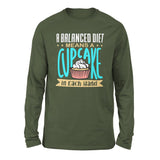 A Balanced Diet Means, A Cake In Each Hand Men/Unisex Drop Shoulder Sweatshirt in Military Green color