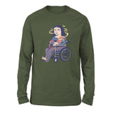 Monalisa Smoking Men/Unisex Drop Shoulder Sweatshirt in Military Green color