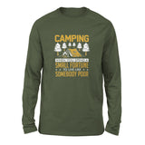 Camping - Spend A Fortune And Live Like A Poor Men/Unisex Drop Shoulder Sweatshirt in Military Green color