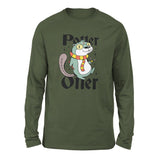 Potter Otter Men/Unisex Drop Shoulder Sweatshirt in Military Green color