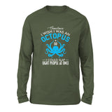 I Wish I Was An Octopus Men/Unisex Drop Shoulder Sweatshirt in Military Green color