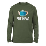Pot Head Men/Unisex Drop Shoulder Sweatshirt in Military Green color