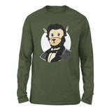 Lincoln Llama Men/Unisex Drop Shoulder Sweatshirt in Military Green color