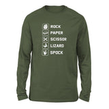 Rock Paper Scissor Lizard Spock Men/Unisex Drop Shoulder Sweatshirt in Military Green color