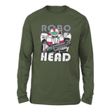 Robo Head Men/Unisex Drop Shoulder Sweatshirt in Military Green color