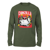 Chinzilla Monster Men/Unisex Drop Shoulder Sweatshirt in Military Green color