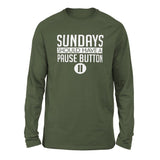 Sundays Should Have A Pause Button Men/Unisex Drop Shoulder Sweatshirt in Military Green color