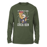 Chicken Spy Men/Unisex Drop Shoulder Sweatshirt in Military Green color