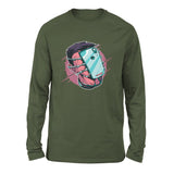 Phone Face Hugger Men/Unisex Drop Shoulder Sweatshirt in Military Green color