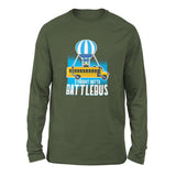 Straight Outta Battle Bus Men/Unisex Drop Shoulder Sweatshirt in Military Green color