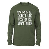Mirrors Dont Lie And Lucky For You, They Don't Laugh Men/Unisex Drop Shoulder Sweatshirt in Military Green color