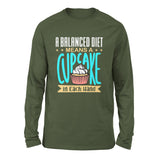 Cupcake - A Balanced Diet Men/Unisex Drop Shoulder Sweatshirt in Military Green color