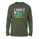 I Wet My Plants Men/Unisex Drop Shoulder Sweatshirt in Military Green color