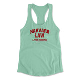 Harvard Law, Just Kidding Womens Racerback Tank in Mint color