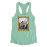 American Gothic Cats Womens Racerback Tank in Mint color