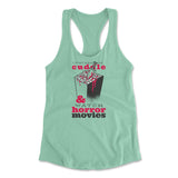 I Just Want To Cuddle And Watch Horror Movies Womens Racerback Tank in Mint color