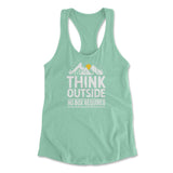Think Outside, No Box Required Womens Racerback Tank in Mint color