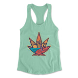Cannabis Leaf Beach Womens Racerback Tank in Mint color