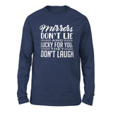 Mirrors Dont Lie And Lucky For You, They Don't Laugh Men/Unisex Drop Shoulder Sweatshirt in Navy color