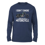 I Don't Snore, I Dream I'm A Motorcycle Men/Unisex Drop Shoulder Sweatshirt in Navy color