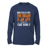 May Be If We Tell People The Brain Is An App, They'll Start Using It Men/Unisex Drop Shoulder Sweatshirt in Navy color