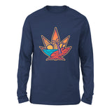 Cannabis Leaf Beach Men/Unisex Drop Shoulder Sweatshirt in Navy color
