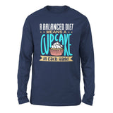 A Balanced Diet Means, A Cake In Each Hand Men/Unisex Drop Shoulder Sweatshirt in Navy color