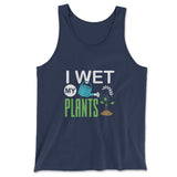 I Wet My Plants Men/Unisex Tank in Navy color