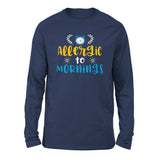 Allergic To Mornings Men/Unisex Drop Shoulder Sweatshirt in Navy color