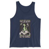 I Mostly Want Peace, Love And Weed Men/Unisex Tank in Navy color