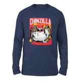 Chinzilla Monster Men/Unisex Drop Shoulder Sweatshirt in Navy color