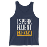 I Speak Fluent Sarcasm Men/Unisex Tank in Navy color