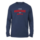 I Do Marathons On Netflix Men/Unisex Drop Shoulder Sweatshirt in Navy color