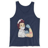 Strong Nurse Men/Unisex Tank in Navy color