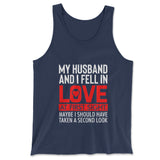 My Husband And I Fell In Love At First Sight Men/Unisex Tank in Navy color