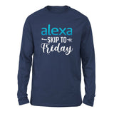Alexa, Skip To Friday Men/Unisex Drop Shoulder Sweatshirt in Navy color