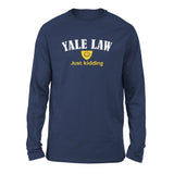 Yale Law, Just Kidding Men/Unisex Drop Shoulder Sweatshirt in Navy color